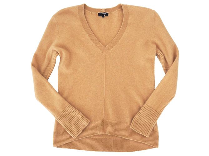Jigsaw Pullover aus reinem Kaschmir mit V-Ausschnitt in Kamelbeige. S Größe - Ansicht 4