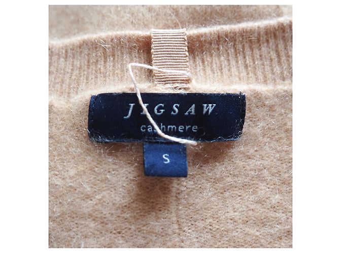 Jigsaw Pullover aus reinem Kaschmir mit V-Ausschnitt in Kamelbeige. S Größe - Ansicht 5
