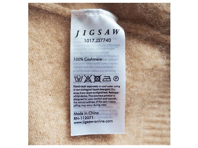 Jigsaw Pullover aus reinem Kaschmir mit V-Ausschnitt in Kamelbeige. S Größe - Ansicht 6
