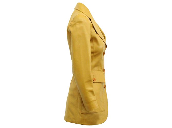 Jaqueta estilo clássico Loewe em couro napa amarelo - vista 3
