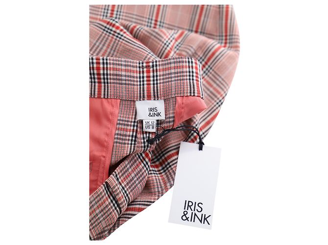 Karierte Hose mit geradem Bein von Iris & Ink aus rotem Polyester - Ansicht 3