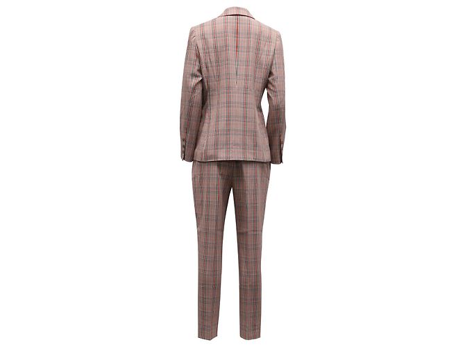 Karierte Hose mit geradem Bein von Iris & Ink aus rotem Polyester - Ansicht 5