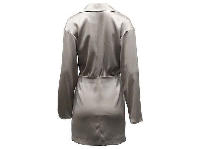 Nanushka Hemdkleid mit Ausschnitten aus taupefarbenem Triacetat-Polyester - Ansicht 3