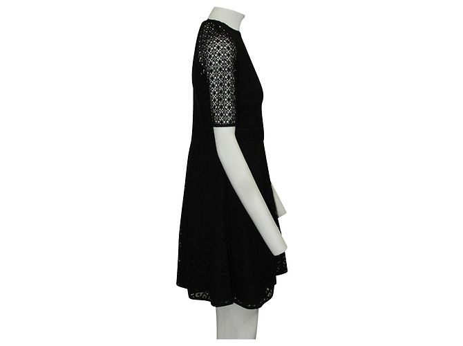 Reiss Vestido de manga curta de renda preta - vista 4