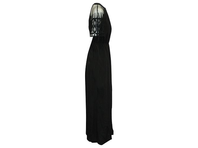 Vestido largo con mangas de encaje en algodón negro de Alice by Temperley London - vista 2