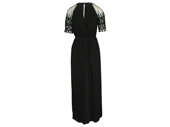 Vestido largo con mangas de encaje en algodón negro de Alice by Temperley London - vista 3