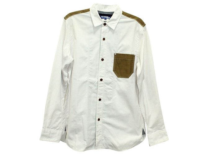 Camicia a quadri Junya Watanabe in cotone bianco - vista 4