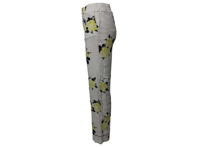Ganni Hose mit elastischem Bund und Blumenmuster aus weißer Viskose - Ansicht 2