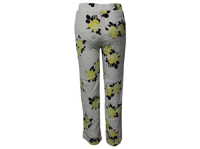 Ganni Hose mit elastischem Bund und Blumenmuster aus weißer Viskose - Ansicht 3