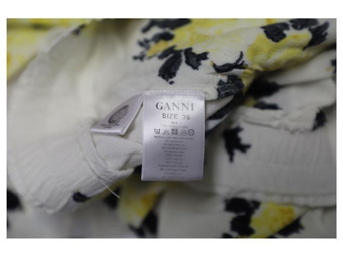 Ganni Hose mit elastischem Bund und Blumenmuster aus weißer Viskose - Ansicht 6