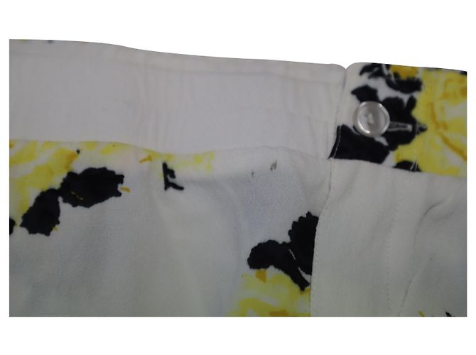 Ganni Hose mit elastischem Bund und Blumenmuster aus weißer Viskose - Ansicht 7