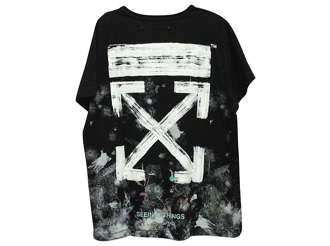 Off White Off-White Splash Ink T-Shirt in Black Cotton - view 2