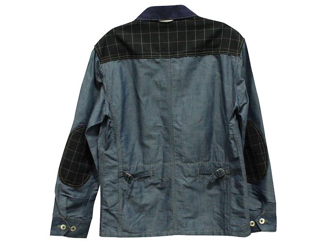 Junya Watanabe Man Zip Multi-Pocket Shirt Jacket in Blue Cotton Denim - view 2