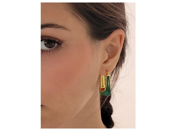 Céline Ohrringe Gold und Grün aus Stahl Golden - Ansicht 10