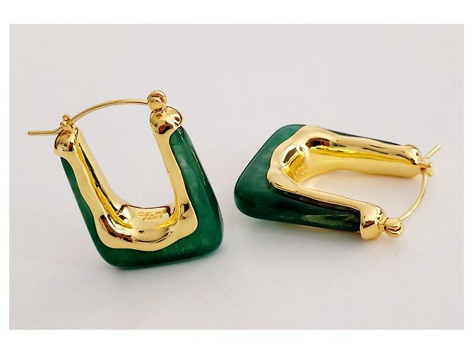 Céline Ohrringe Gold und Grün aus Stahl Golden - Ansicht 6