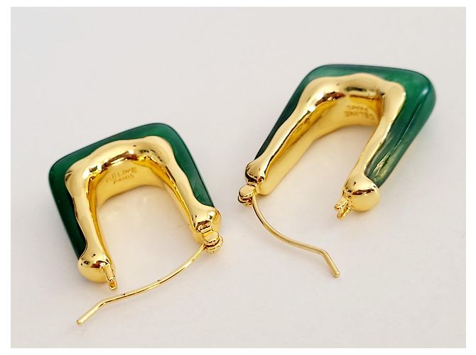 Céline Ohrringe Gold und Grün aus Stahl Golden - Ansicht 7
