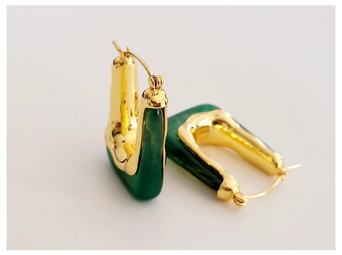 Céline Ohrringe Gold und Grün aus Stahl Golden - Ansicht 9