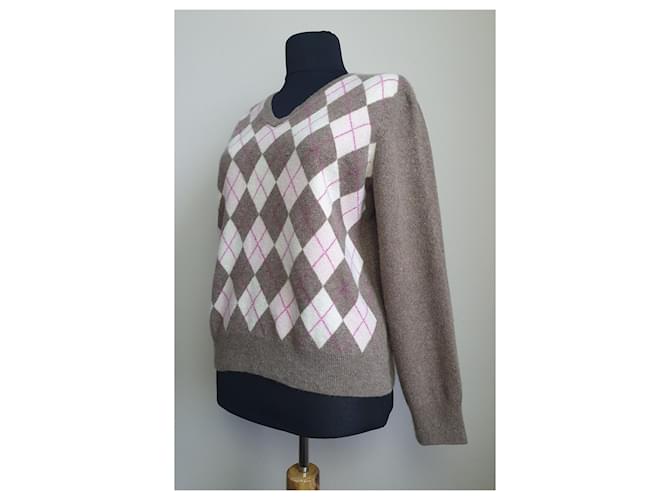 Autre Marque Kaschmir Pullover mit Rautenmuster mehrfarbig Mehrfarben - Ansicht 2