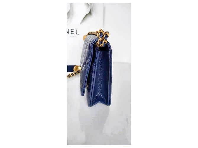 Wallet On Chain Chanel Geldbörse an Kette Handwerkskunst 2022 Blau - Ansicht 10
