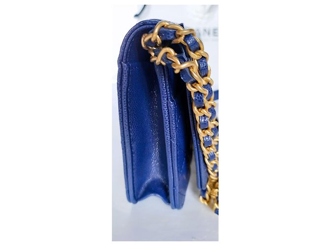 Wallet On Chain Chanel Geldbörse an Kette Handwerkskunst 2022 Blau - Ansicht 11