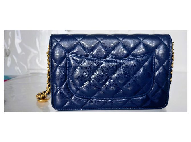 Wallet On Chain Chanel Geldbörse an Kette Handwerkskunst 2022 Blau - Ansicht 12