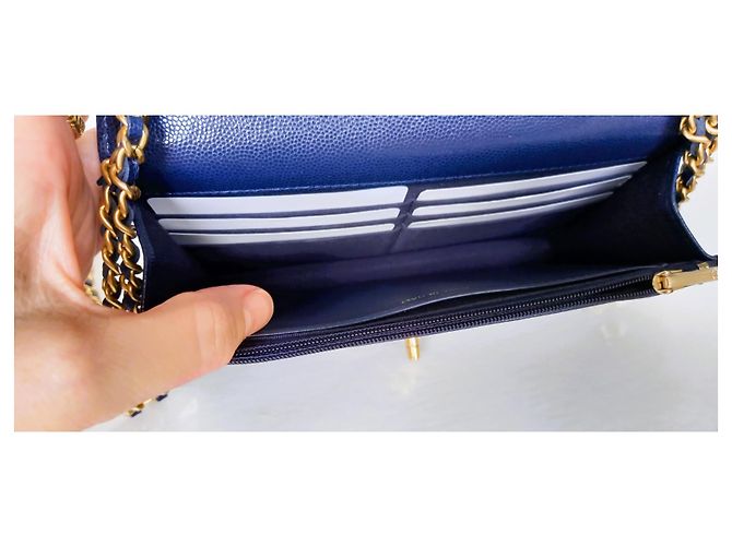 Wallet On Chain Chanel Geldbörse an Kette Handwerkskunst 2022 Blau - Ansicht 15