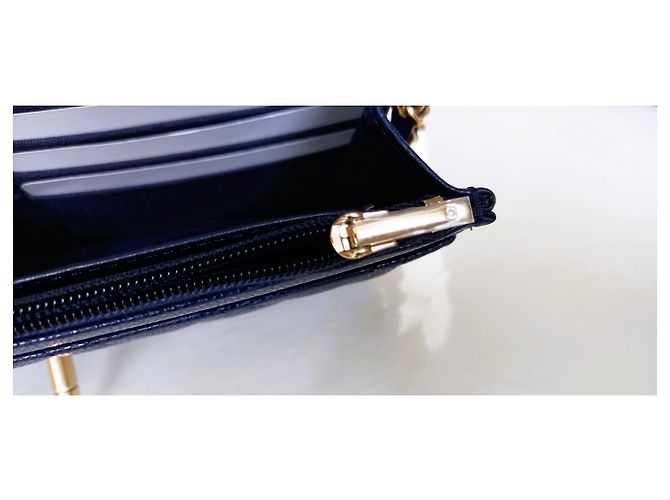 Wallet On Chain Chanel Geldbörse an Kette Handwerkskunst 2022 Blau - Ansicht 17