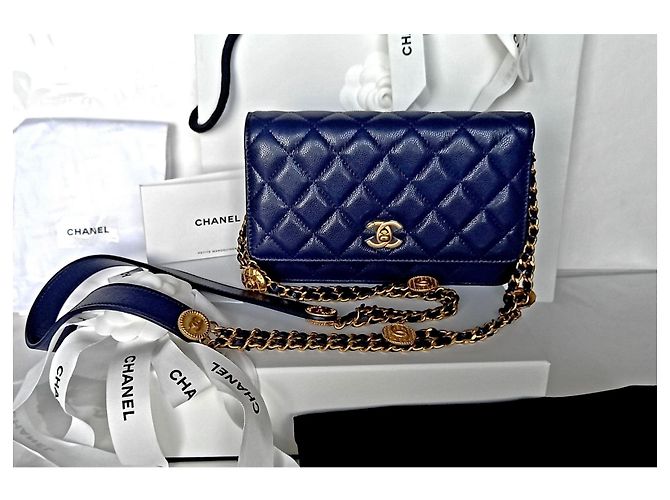 Wallet On Chain Chanel Geldbörse an Kette Handwerkskunst 2022 Blau - Ansicht 3