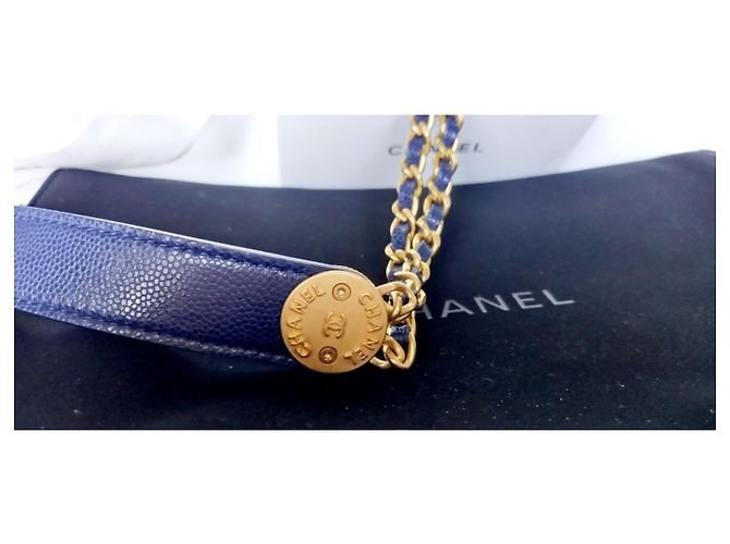 Wallet On Chain Chanel Geldbörse an Kette Handwerkskunst 2022 Blau - Ansicht 6