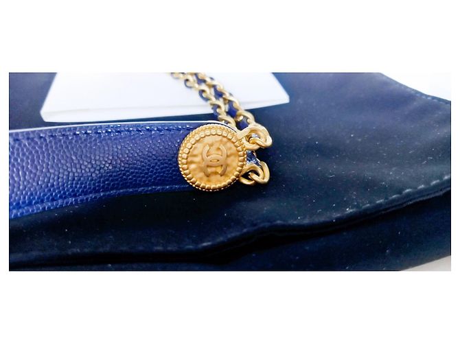 Wallet On Chain Chanel Geldbörse an Kette Handwerkskunst 2022 Blau - Ansicht 7
