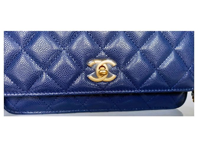 Wallet On Chain Chanel Geldbörse an Kette Handwerkskunst 2022 Blau - Ansicht 9
