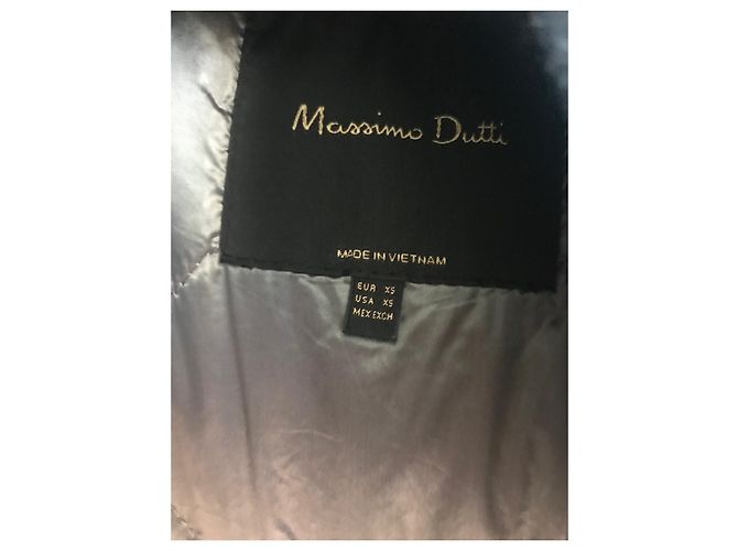 Abrigo azul de lana Massimo Dutti con capucha de piel sintética - vista 4