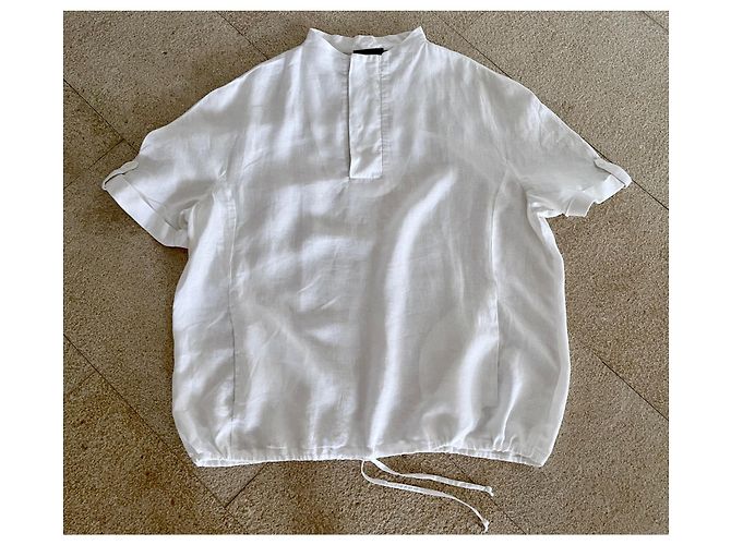 Adolfo Dominguez Short-sleeved white linen shirt or sweatshirt T - view 11