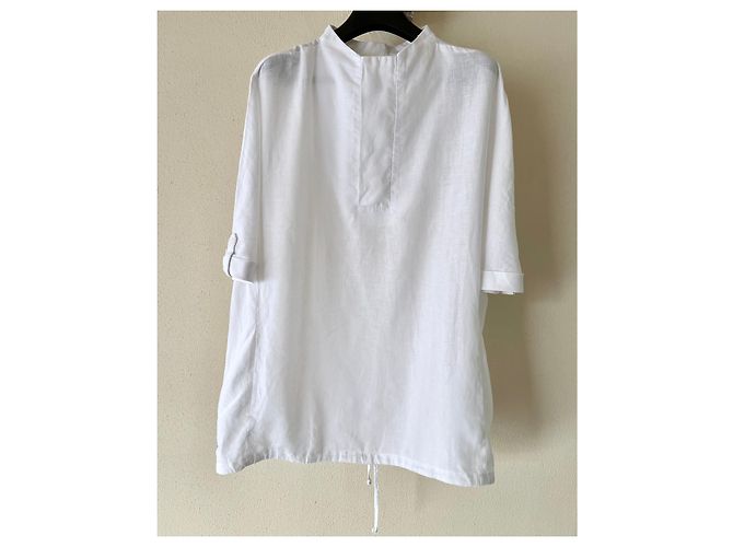 Adolfo Dominguez Short-sleeved white linen shirt or sweatshirt T - view 12