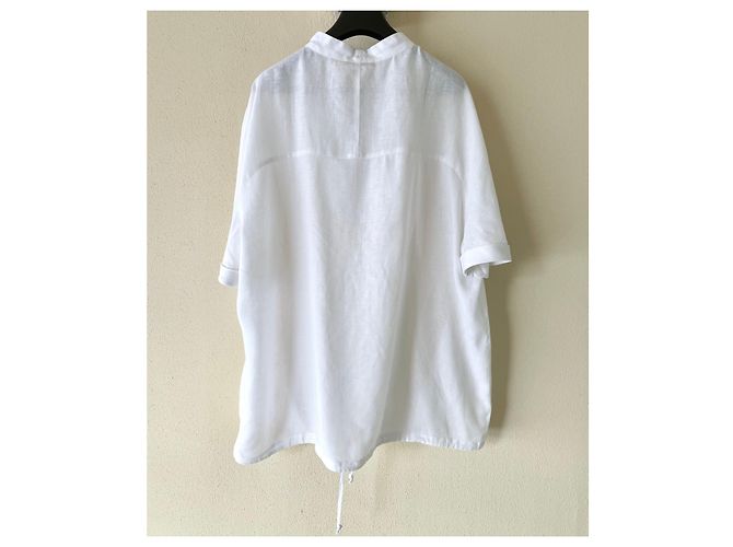 Adolfo Dominguez Short-sleeved white linen shirt or sweatshirt T - view 13