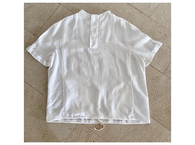 Adolfo Dominguez Short-sleeved white linen shirt or sweatshirt T - view 2