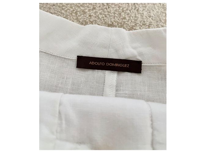 Adolfo Dominguez Short-sleeved white linen shirt or sweatshirt T - view 3