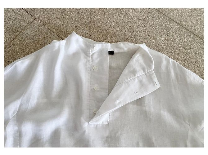 Adolfo Dominguez Short-sleeved white linen shirt or sweatshirt T - view 4