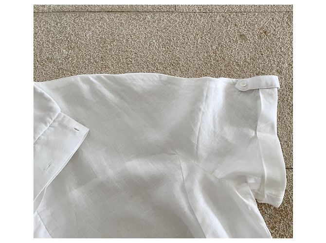 Adolfo Dominguez Short-sleeved white linen shirt or sweatshirt T - view 5