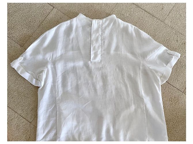 Adolfo Dominguez Short-sleeved white linen shirt or sweatshirt T - view 7