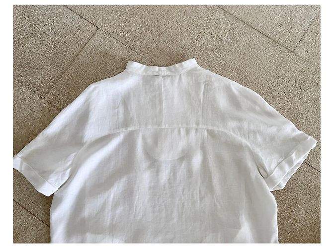Adolfo Dominguez Short-sleeved white linen shirt or sweatshirt T - view 8