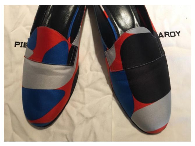 Mule de seda Pierre Hardy Preto Branco Vermelho Azul claro - vista 5