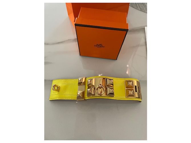 Pulsera Hermès Collier de Chien Amarilla Cocodrilo Amarillo - vista 11