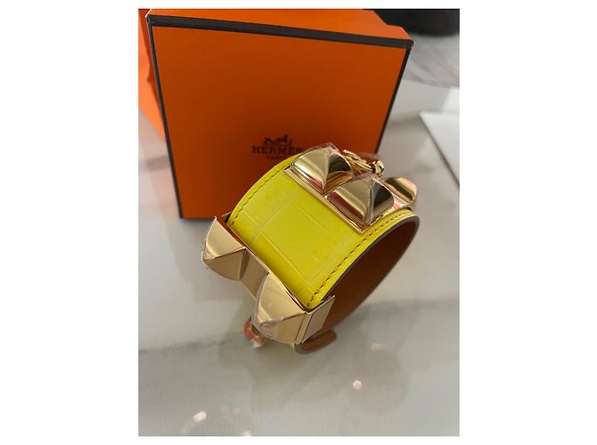 Pulsera Hermès Collier de Chien Amarilla Cocodrilo Amarillo - vista 12