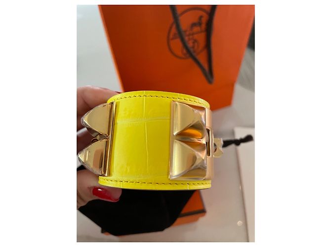 Pulsera Hermès Collier de Chien Amarilla Cocodrilo Amarillo - vista 13