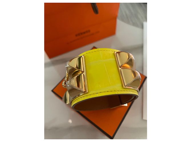 Pulsera Hermès Collier de Chien Amarilla Cocodrilo Amarillo - vista 2