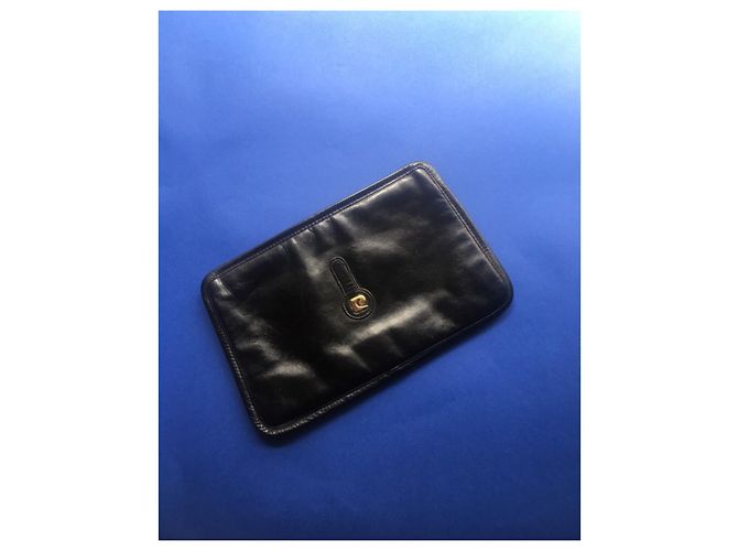 Pochette vintage in pelle nera Pierre Cardin Nero - vista 3