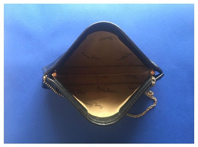 Pochette vintage in pelle nera Pierre Cardin Nero - vista 5