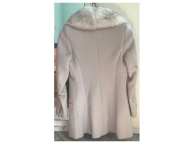 Abrigo Max Mara Rosa de Lana con Cuello de Piel de Zorro - vista 3