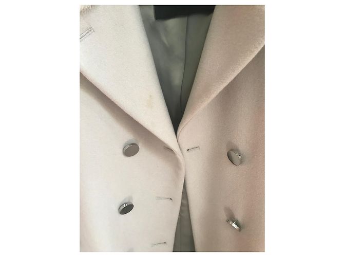 Abrigo Max Mara Rosa de Lana con Cuello de Piel de Zorro - vista 7
